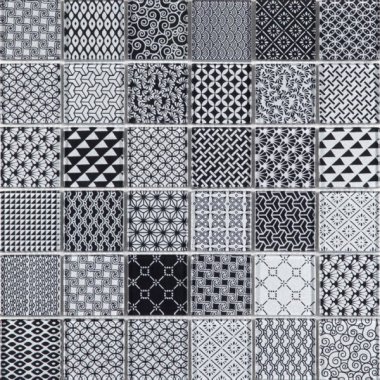 Glass Tile Patchwork Glossy 11.7" x 11.7" - Black Grey