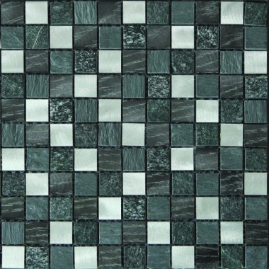 Marble Stone Aluminum Mix Tile Mosaic 1" x 1" - Grey/Black