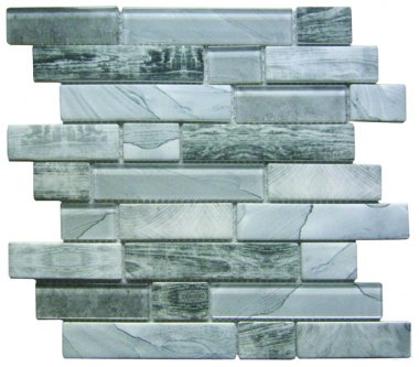 Glass Tile Recycled Interlocking 12" x 12" - Grey / Dark Grey
