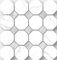 Statuario Marble Look Tile Ottagona 2" x 2" - Statuario