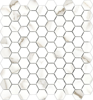 Mayfair Tile HD Hexagon Mosaic 1.25" x 1.25" - Calacatta