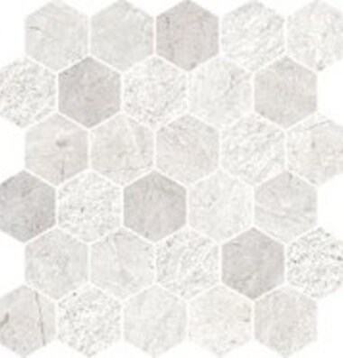 Pietra d'Orvieto Esagona Mosaic Marble Look Tile 11" x 11.5" - Bianco