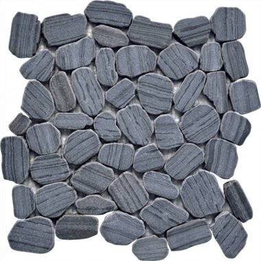 Pebble Striped Sliced Tumbled 11.8" x 11.8" - Grey