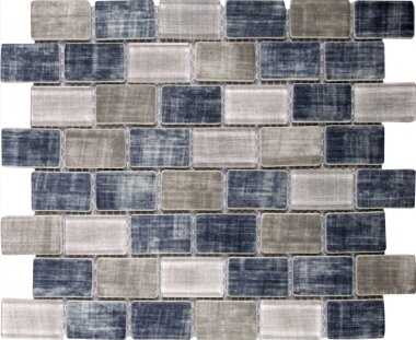 Glass Tile Fabric Print Brick Matte 10.3" x 11.7" - Grey Blue