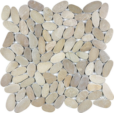 Spa Pebbles Flat Mosaic 12" x 12" - Driftwood Tan