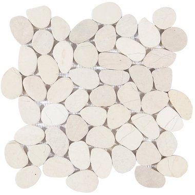 Pebblestone Sliced Round Tile 11.81" x 11.81" - Lovina White