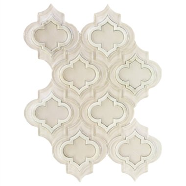 Mosaic Jet Emblem 8.5" x 11.5" - Super White Polished, Asian Statuary Line and Super White Frosted