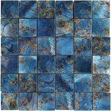 Glass Tile Mix Mosaic 12" x 12" - Blue Aluminum