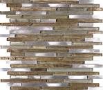 Glass Tile Baguette Glass Metal Mix 12" x 12" - Beige and Grey