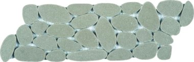 Reconstituted Pebble Sliced Interlocking Mosaic Tile - 4" x 12" - Light Grey
