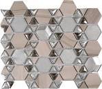 Mix Glass Marble HexagonMosaic Tile 9.8" x 12" - Silver/Grey
