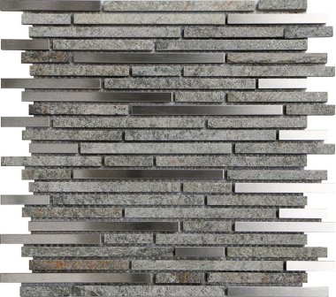 Cascades Pavement Mosaic Tile - 11.8" x 11.8" - Gray, Metal