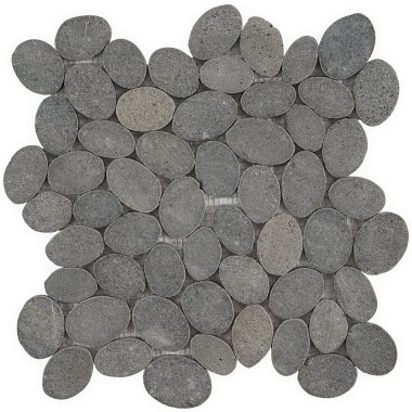 Pebblestone Sliced Round Tile 11.81" x 11.81" - Black Lava
