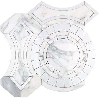 Water Jet MJ Colesseo Tile 19" x 19" - Calacutta Gold Polished and Crystalized Porcelain