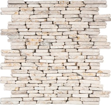 Marble Stone Tile Stacked Brick Interlocking 11.6" x 11.6" - White