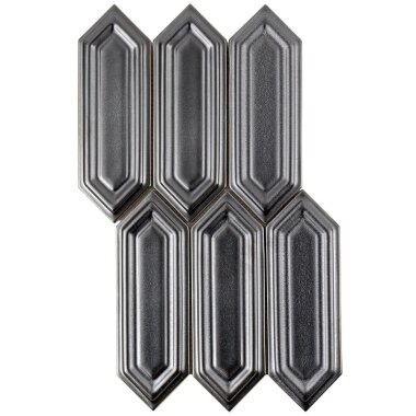 Baroque Sequin Hexagon Decor Tile 9.5" x 15.5" - Gun Metal