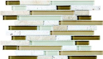 Bliss Glass Tile Blend Linear Mosaic - Bamboo