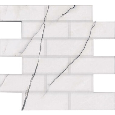 Gemma Brick Mosaic Tile "Polished" 12" x 12" - Bianca