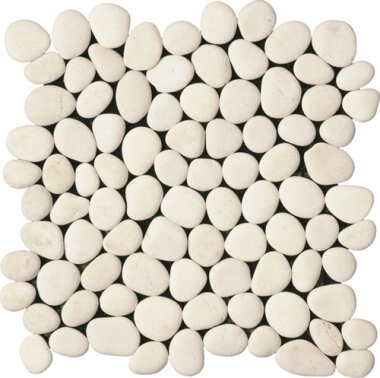 Pebble Rectified Matte Interlocking 12" x 12" - White