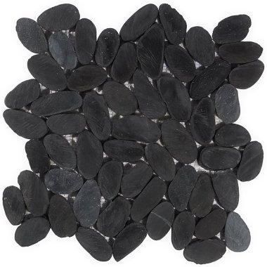 Pebblestone Sliced Flat Oval Tile 11.81" x 11.81" - Alor Black