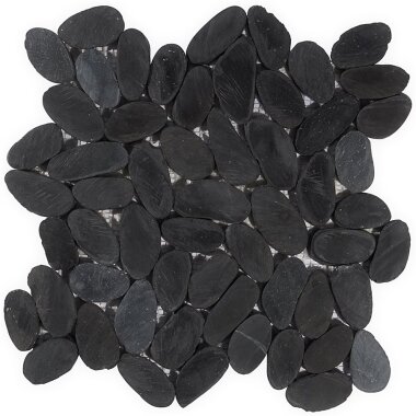 Pebblestone Sliced Flat Oval Tile 11.81" x 11.81" - Alor Black