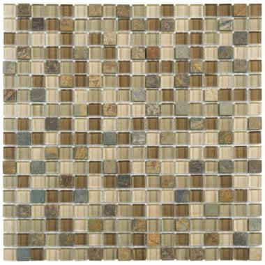 Slate Tile Glass 5/8" x 5/8" - Beige Brown