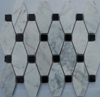 Stella Stone Tile 10.25" x 11.75" - White Carrera with Black Dot