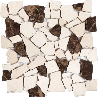 Marble Stone Tile Opus Mosaic Interlocking 12" x 12" - Mix Beige/Brown