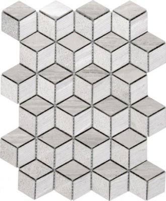 Stone Tile 3D Diamond Limestone Multi Finish 9.5" x 12.4" - Grey