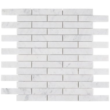 White Carrara Piano Brick Tile 12" x 12" - White Carrara
