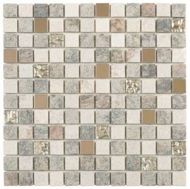 Quartzite Stone Tile Mosaic 7/8" x 7/8" - Grey Beige