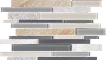 Bliss Stainless Glass Tile Mosaic - Fossil Rock