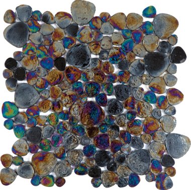 Glass Tile Japanese Pebbles Interlocking 12.1" x 12.1" - Black