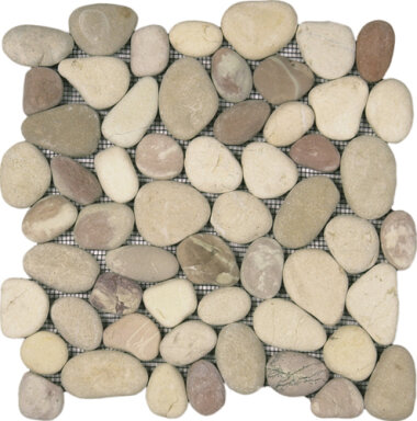 Pebble Rectified Matte Interlocking 12" x 12" - Mix White/Pink/Beige