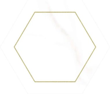 Concert Esagono Decor Tile 7" x 6" - White and Gold