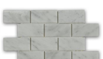 White Carrara Beveled Brick Tile 11.75