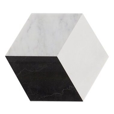 Pari Classico Decor Tile 8" x 9.21" - Thassos and Nero and Carrara