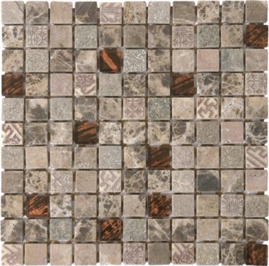 Marble Stone Tile Mosaic 1" x 1" - Mix Brown