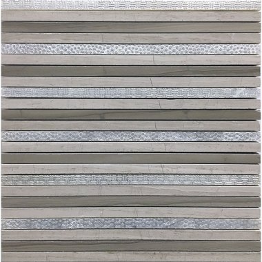 Artistic Bastoni 4 Mosaic Tile - 11.8" x 11.8" - Gray, Silver