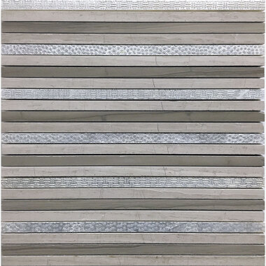 Artistic Bastoni 4 Mosaic Tile - 11.8" x 11.8" - Gray, Silver