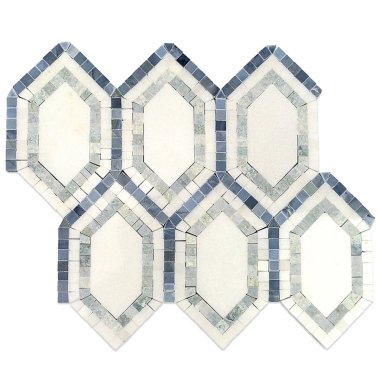 New Era Hexagon Decor Tile 11.5" x 9.5" - Ming Green & Thassos & Lin Blue
