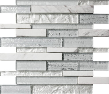 Cascades Voyage Mosaic Tile - 11.8" x 11.8" - White, Silver