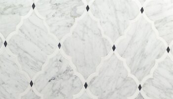 Water Jet MJ Amina - White Carrara, White Thassos and Bardiglio Dots