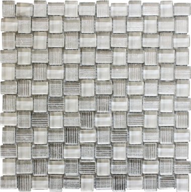 Bali Batik Glass Mosaic Tile - 11.8" x 11.8" - White