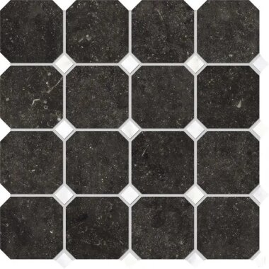 Concert Octagono Mosaic Marble Look Tile 12" x 12" - Black