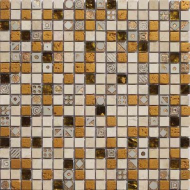 Artistic Cleopatra 1 Mosaic Tile - 12" x 12" - Beige, Gold