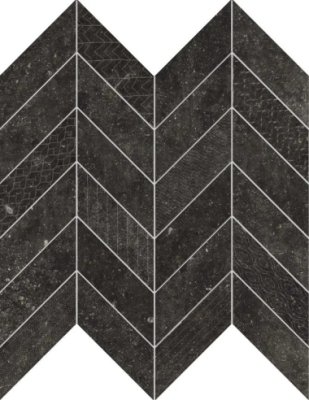 Concert Chevron Mosaic Tile 12" x 12" - Black