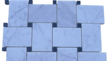 Wide Weave Stone Tile - White Carrera With Black Dot