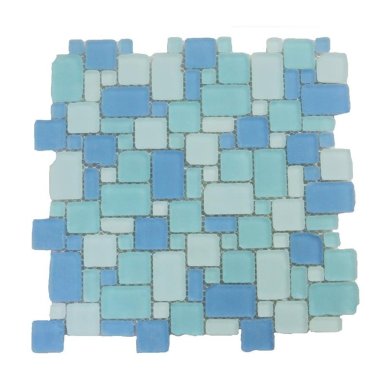 Beach French Pattern Glass Tile 12" x 12" - Surf
