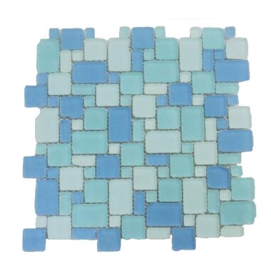 Beach French Pattern Glass Tile 12" x 12" - Surf